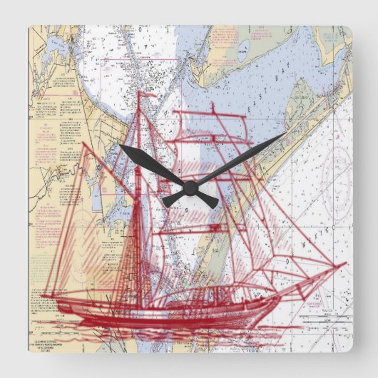 ガルベ航海のストンベイ時計の地図 スクエア壁時計 (正面)