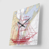 ガルベ航海のストンベイ時計の地図 スクエア壁時計 (傾斜)