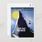 ガルミッシュ・パルテンキルヘンのケーブルカー。山の峰 ポストカード (正面/裏面)