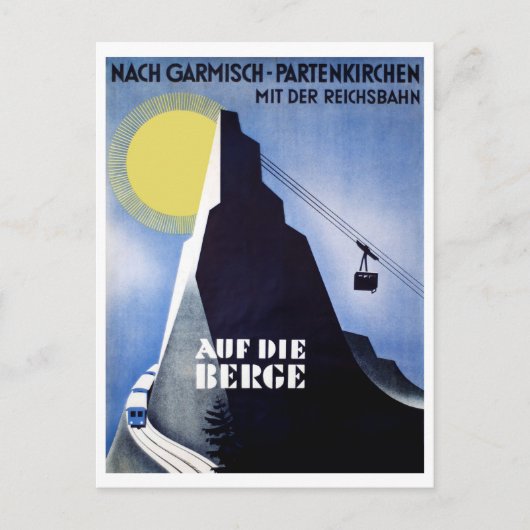 ガルミッシュ・パルテンキルヘンのケーブルカー。山の峰 ポストカード (正面)