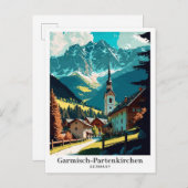 ガルミッシュ – パルテンキルヘンヴィンテージ旅行ポートレート ポストカード (正面/裏面)