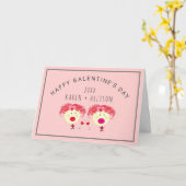 ガレおもしろいンティネス·デイBFFピンク·赤いハート名 カード (黄色い花)