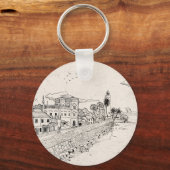 ガレオランダフォートスリランカペンインクイラストレーション キーホルダー (裏面)