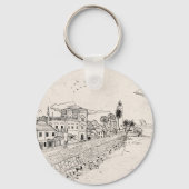 ガレオランダフォートスリランカペンインクイラストレーション キーホルダー (裏面)