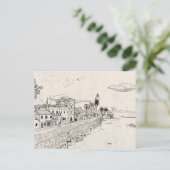 ガレオランダフォートスリランカペンインクイラストレーション ポストカード (スタンド正面)