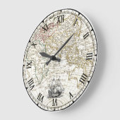 ガレオン帆船1789年東半球図 ラージ壁時計 (傾斜)