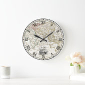 ガレオン帆船1789年東半球図 ラージ壁時計 (ホーム)