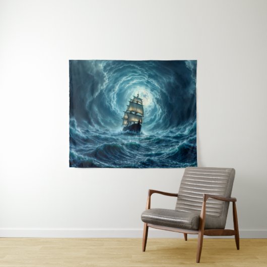 ガレオン船ストームムーンライト海航海 タペストリー (インサイチュ(横))