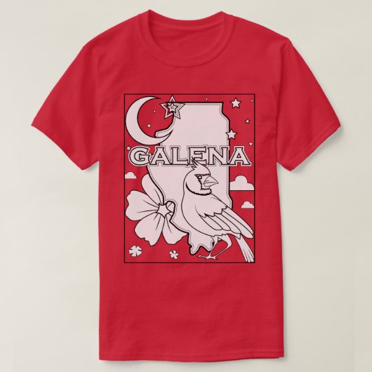 ガレナ・イリノイ州の輪郭Tシャツ Tシャツ (デザイン正面)