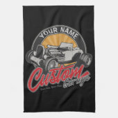 ガレパーソナライズされたー改造ジレトロカスタムロードスター キッチンタオル (縦)