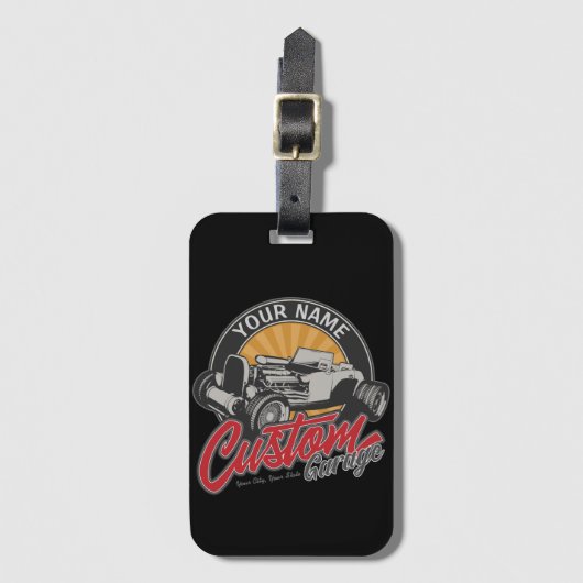 ガレパーソナライズされたー改造ジレトロカスタムロードスター  ラゲッジタグ (正面縦)