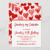 ガレンタイン招待 ブランチ ピンクと赤 友達 招待状 (正面/裏面)