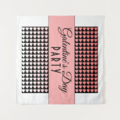 ガレンティンの日パーティーピンクブラックハートパターン タペストリー (正面(横))