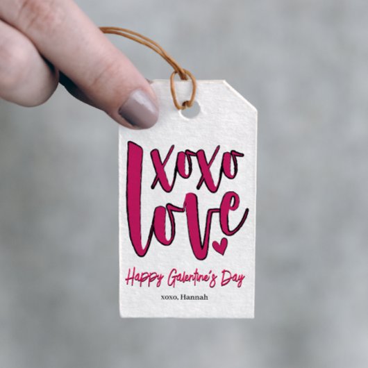 ガレンティンの日XOXOラブピンクはっきりした色 ギフトタグ