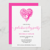 ガレンティンズデイパーティーピンクハート 招待状 (正面/裏面)