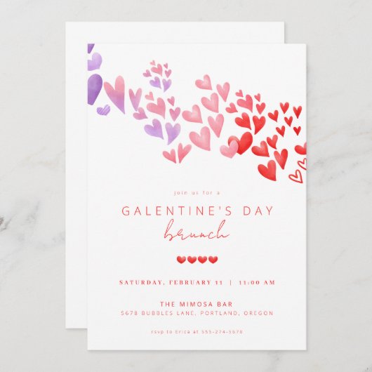 ガレンティンズデイブランチ招待状ガールズヴァレンティーンズデイ 招待状 (正面/裏面)