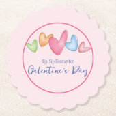 ガレンティンデイウォーターカラーハート紙コースター ペーパーコースター (正面)