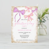 ガレンティンデイパーティーグリッター金ゴールドピンクボウズ 招待状 (スタンド正面)