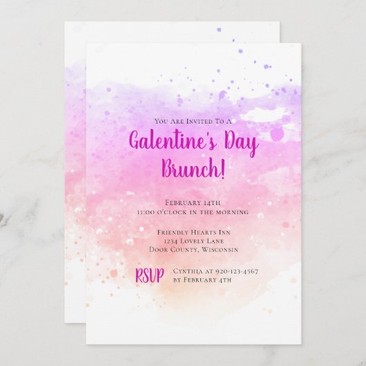ガレンティンデイブランチ水彩バレンタインデー 招待状 (正面/裏面)