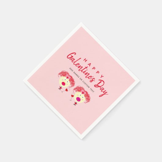 ガレンティンデイ赤面ピンク赤いハートガールズDIY スタンダードカクテルナプキン (角)