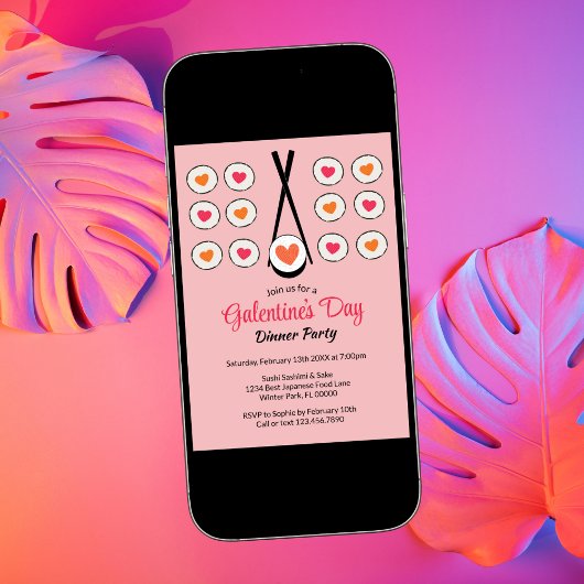 ガレンティンデーすしディナーパーティーバレンタインデー 招待状