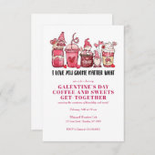 ガレンティンバレンタインデー格言スイーツコーヒー 招待状 (正面/裏面)