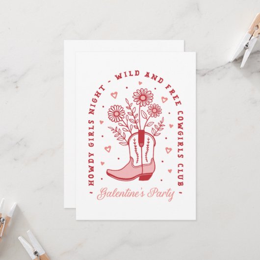 ガレンティンパーティーガールズナイトカントリー女性のカーボーイクラブ 招待状 (正面/裏面インサイチュ)