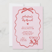 ガレンティンブランチピンクレッド手書き 招待状 (正面)