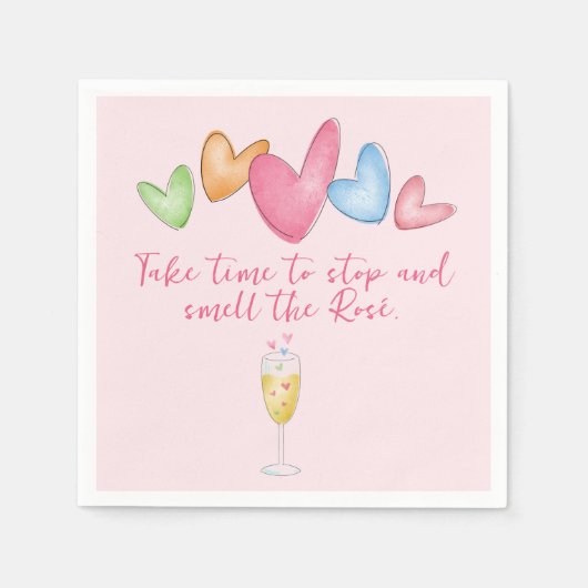 ガレンティーズデイウォーターカラーハート紙ナプキン スタンダードカクテルナプキン (正面)