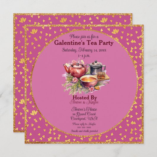 ガレンティーズデイティーピンクと金ゴールドハート (正面/裏面)