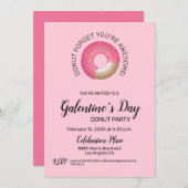 ガレンティーズデイドーナツパーティーピンクバレンタインガーリー 招待状 (正面/裏面)