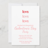 ガレンティーズデイパーティーピンク&レッドタイポグラフィ 招待状 (正面)