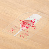 ガレンティーズデイパーティー水彩ピンクロゼ アクリル招待状 (レイダウン)