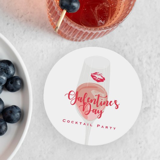 ガレンティーズデイパーティー水彩ピンクロゼ ラウンドペーパーコースター