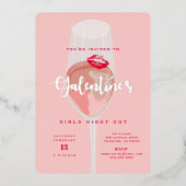 ガレンティーズデイパーティー水彩ピンクロゼ 箔招待状 (正面)