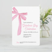 ガレンティーズデイピンクリボンボウテーマ モダン 招待状 (スタンド正面)