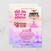 ガレンティーヌの日引用文女性友情パーティー 招待状 (正面/裏面)