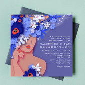 ガレンティーンズデイお祝いモダンガーリーフローラ 招待状