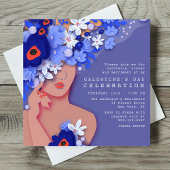ガレンティーンズデイお祝いモダンガーリーフローラ 招待状