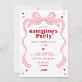 ガレンティーンズデーのブランチパーティー ピンクの蝶ネクタイ 招待状 (正面)