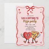 ガレンティーンズバレンタイン レトロ ピザ 招待状 (正面/裏面)
