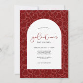 ガレンティーンズブランチヴィンテージ赤いハートパターン 招待状 (正面)
