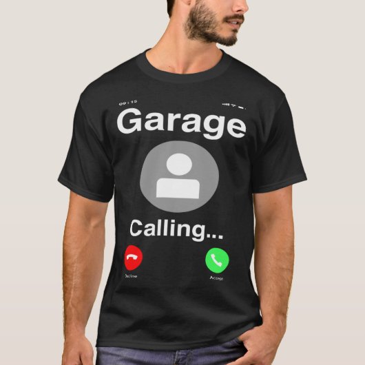 ガレージが自動車整備士を呼び出す Tシャツ (正面)