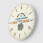 ガレージで何が起こるか壁時計 ラージ壁時計 (傾斜)