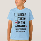 ガレージで(パパと)造るAは改造しました Tシャツ (正面)