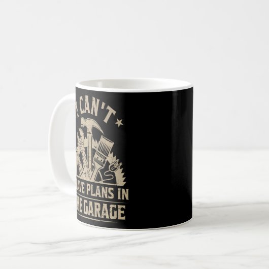 ガレージのことわざ車のMechで予定が入らない コーヒーマグカップ (正面左)