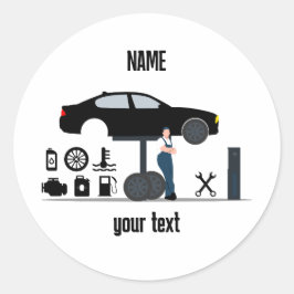 ガレージのスタイルをロゴ付きでカスタム改訂 ラウンドシール