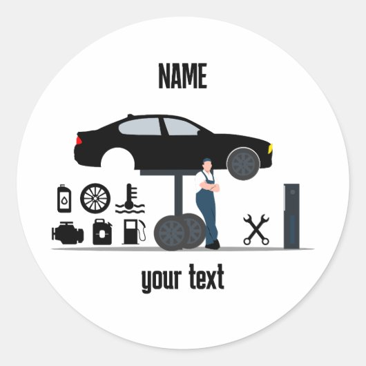 ガレージのスタイルをロゴ付きでカスタム改訂 ラウンドシール (正面)