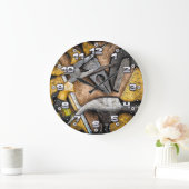 ガレージは人の洞窟の柱時計に用具を使います ラージ壁時計 (ホーム)