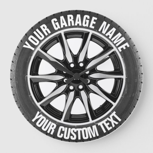 ガレージまたは車修理所有者の時計 ラージ壁時計 (正面)